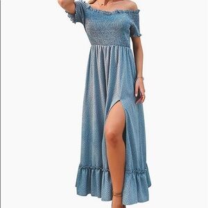 NWOT Off Shoulder Polka Dot Long Dress